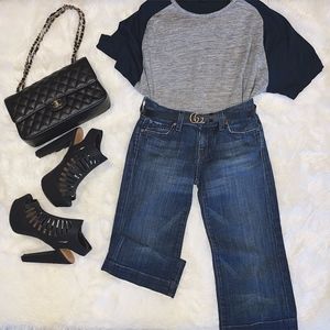 Theory Grey and Navy Wool Top